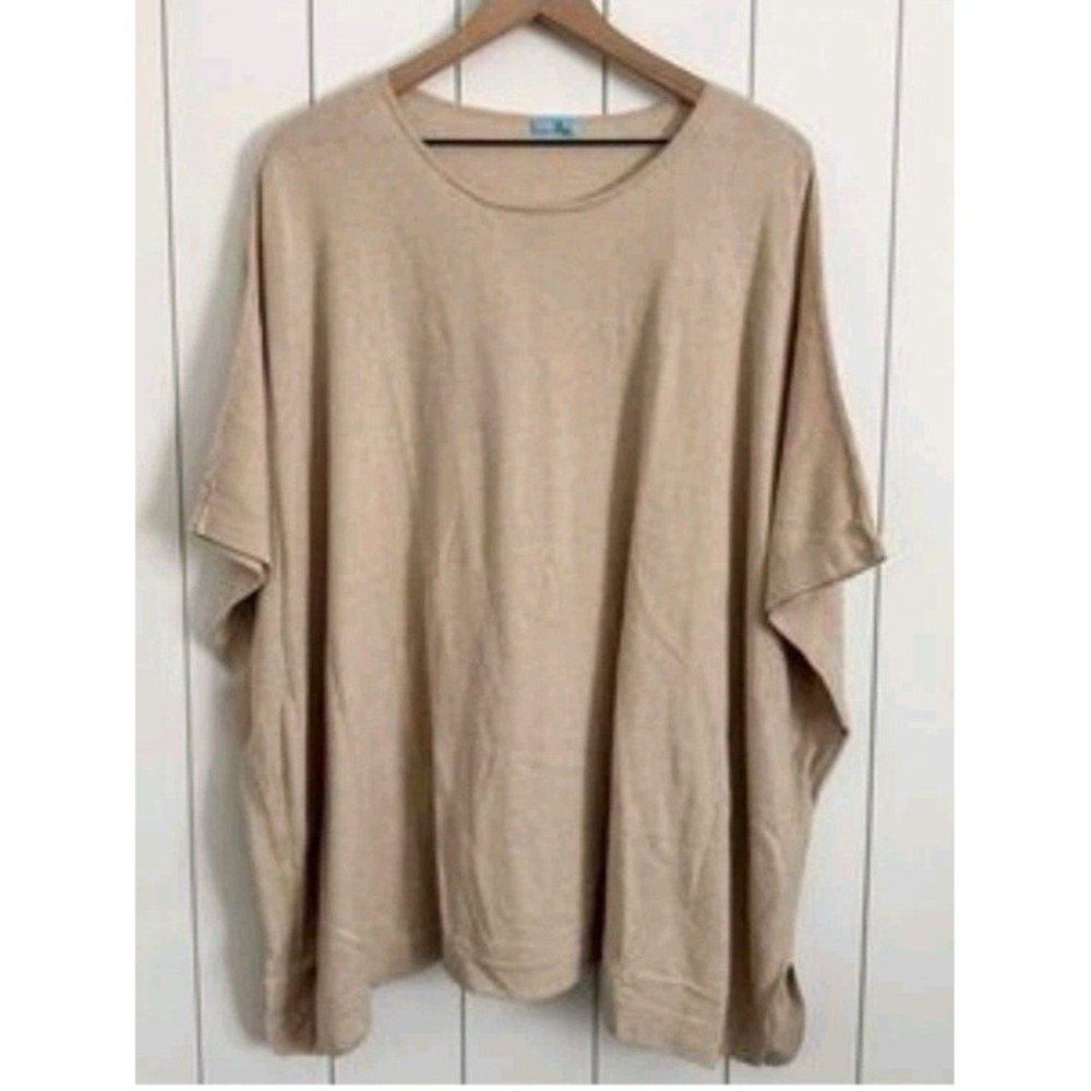 J McLaughlin Swoncho Poncho Sweater Beige One Size Cape Knit Top OS